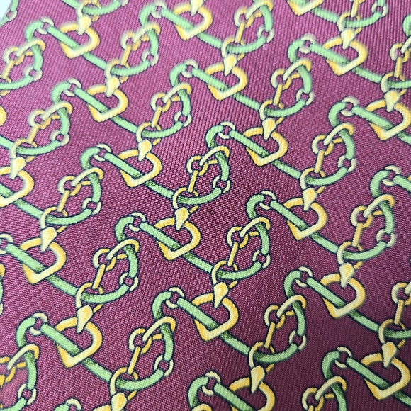 Fendi Cravatte Chain Link Printed Made In Italy Silk Tie - Picture 6 of 8